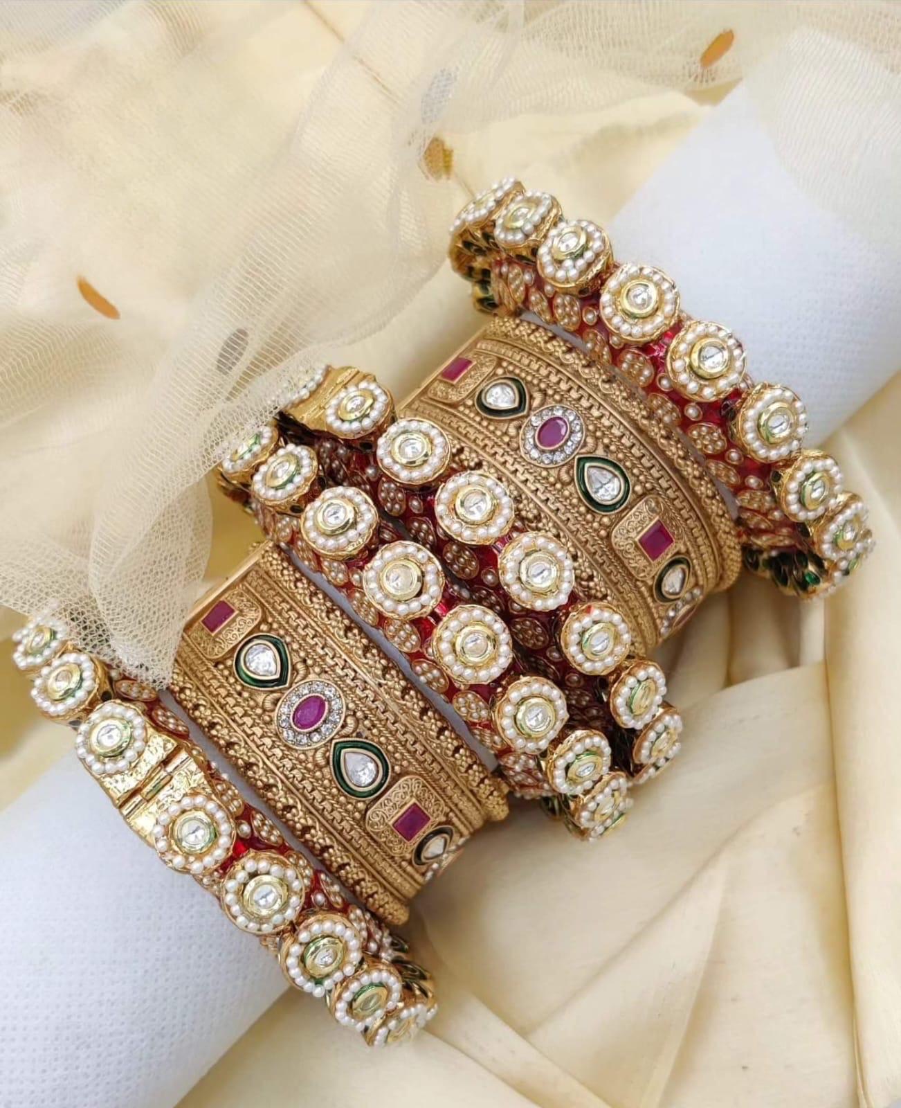 Rajwadi Kada/Pachali bangles/Meenakari Openable Kada/Indian Wedding jewelry/Kundan bridal bangles set/Gold plated Kada/Chooda Set/Sabyasachi