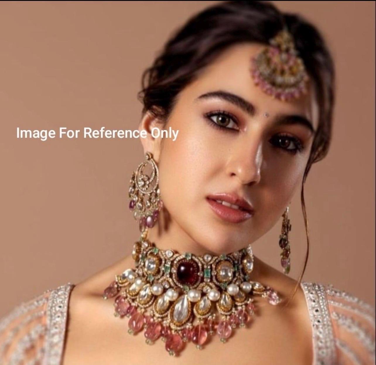 Victorian Sabyasachi inspired Moissanite polki Kundan Necklace,Bollywood Designer,Statement necklace,Celebrity,Indian Pakistani wedding set