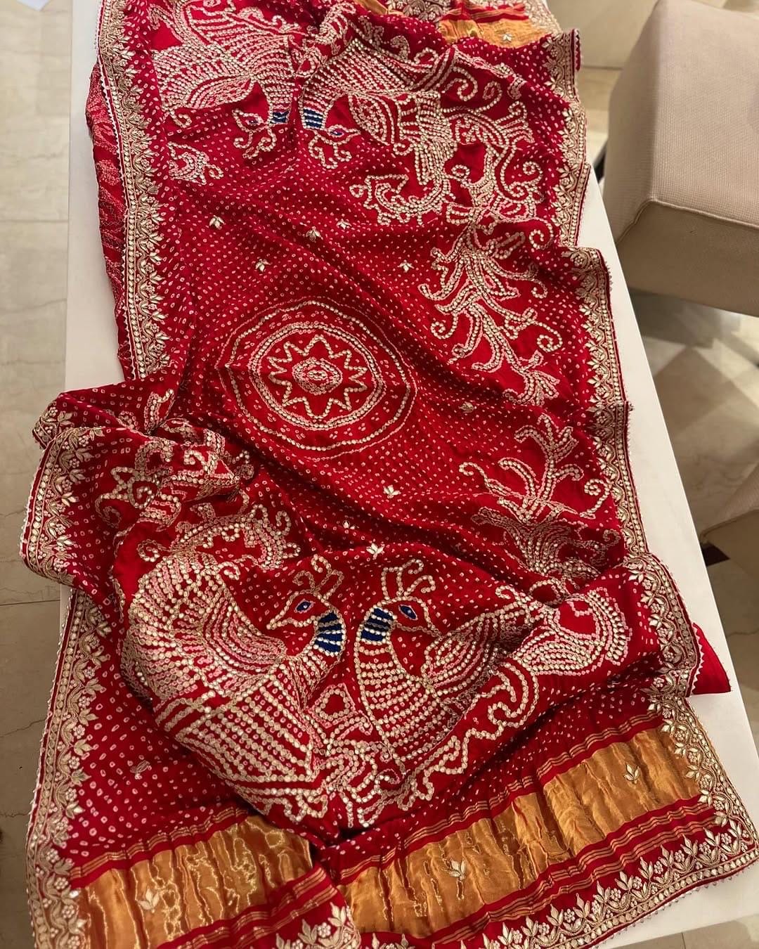 Designer dupatta, bridal dupatta, 100% pure original Gajji Silk, Indian wedding, Punjabi wedding, festive, traditional, Punjabi Dupatta
