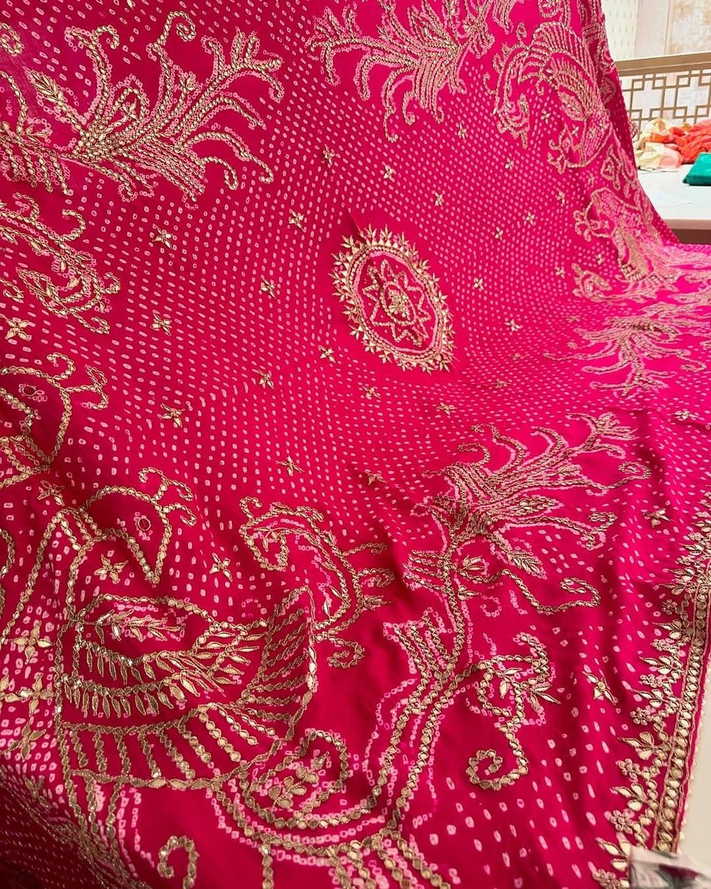 Designer dupatta, bridal dupatta, 100% pure original Gajji Silk, Indian wedding, Punjabi wedding, festive, traditional, Punjabi Dupatta