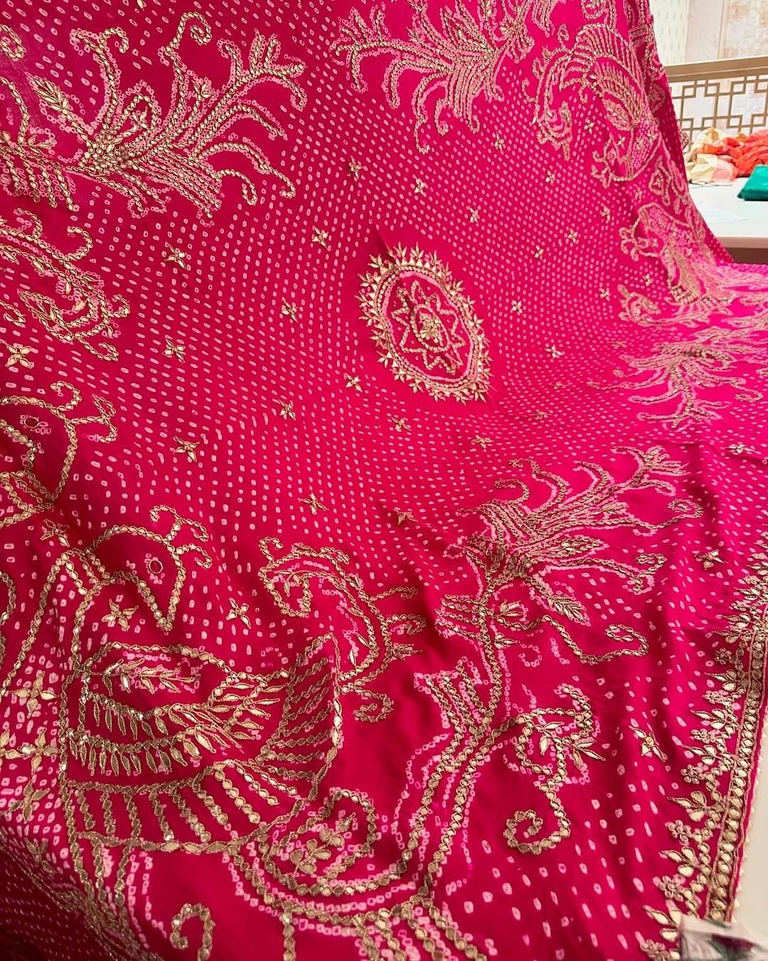 Designer dupatta, bridal dupatta, 100% pure original Gajji Silk, Indian wedding, Punjabi wedding, festive, traditional, Punjabi Dupatta
