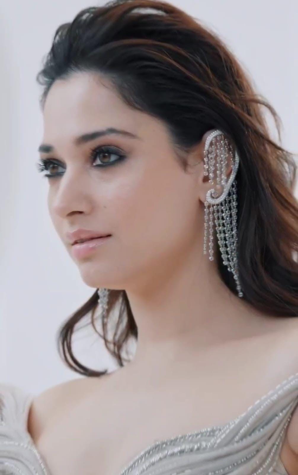 Silver Tone Bollywood Inspired Cz Diamond earrings/Danglers/Ear cuffs/Full ear earrings/Diamond jewelry/Statement Jewelry/Glam earrings