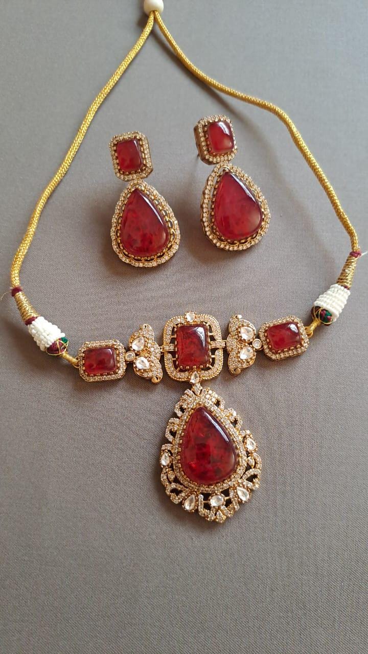 Gold plated mossanite doublets choker set stunned with ad/ doublets choker set