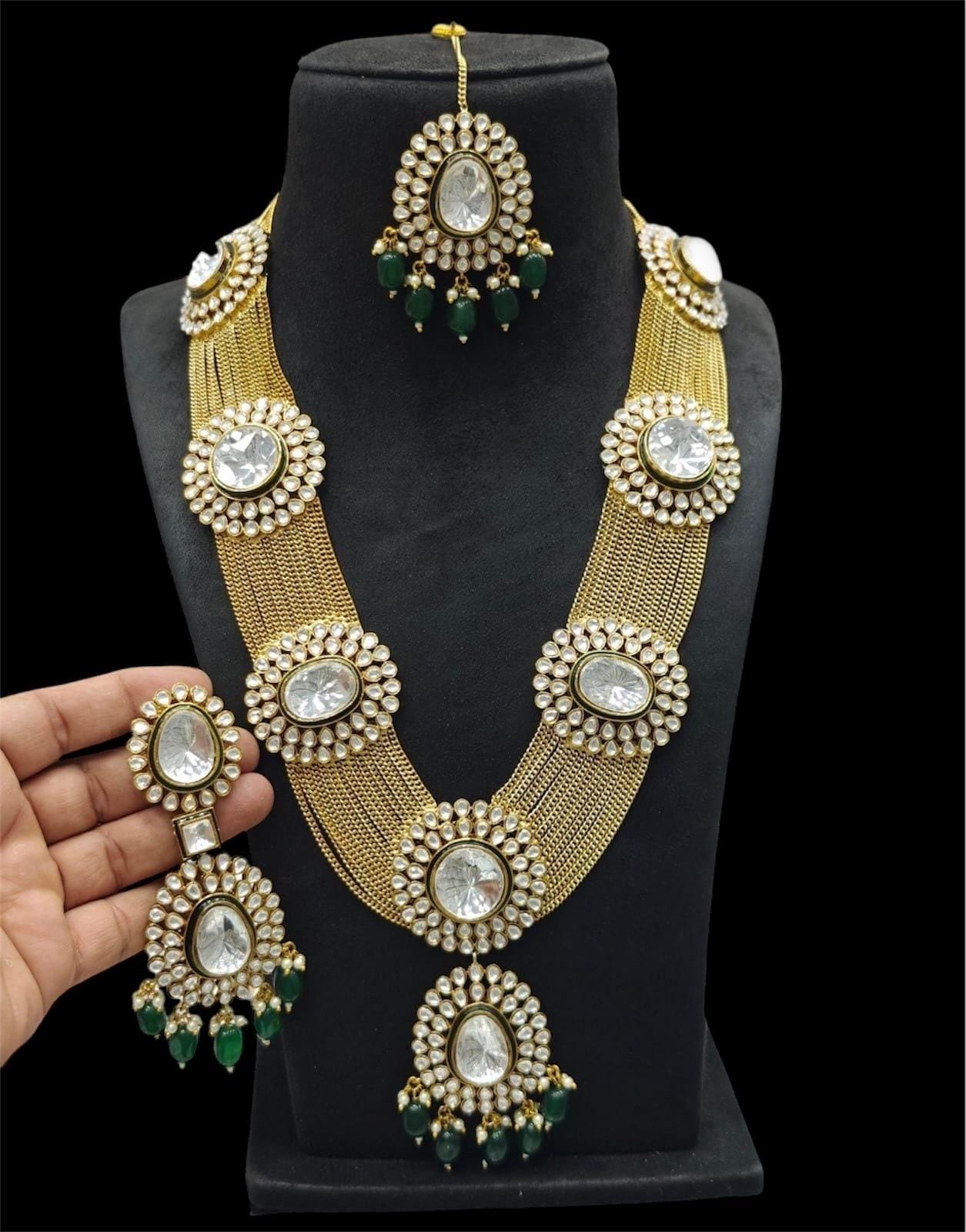Nita Ambani inspired Uncut Diamond Moissanite Polki Necklace Set/Sabyasachi Inspired Jewelry/Bollywood Jewelry/Statement necklace/Indian set