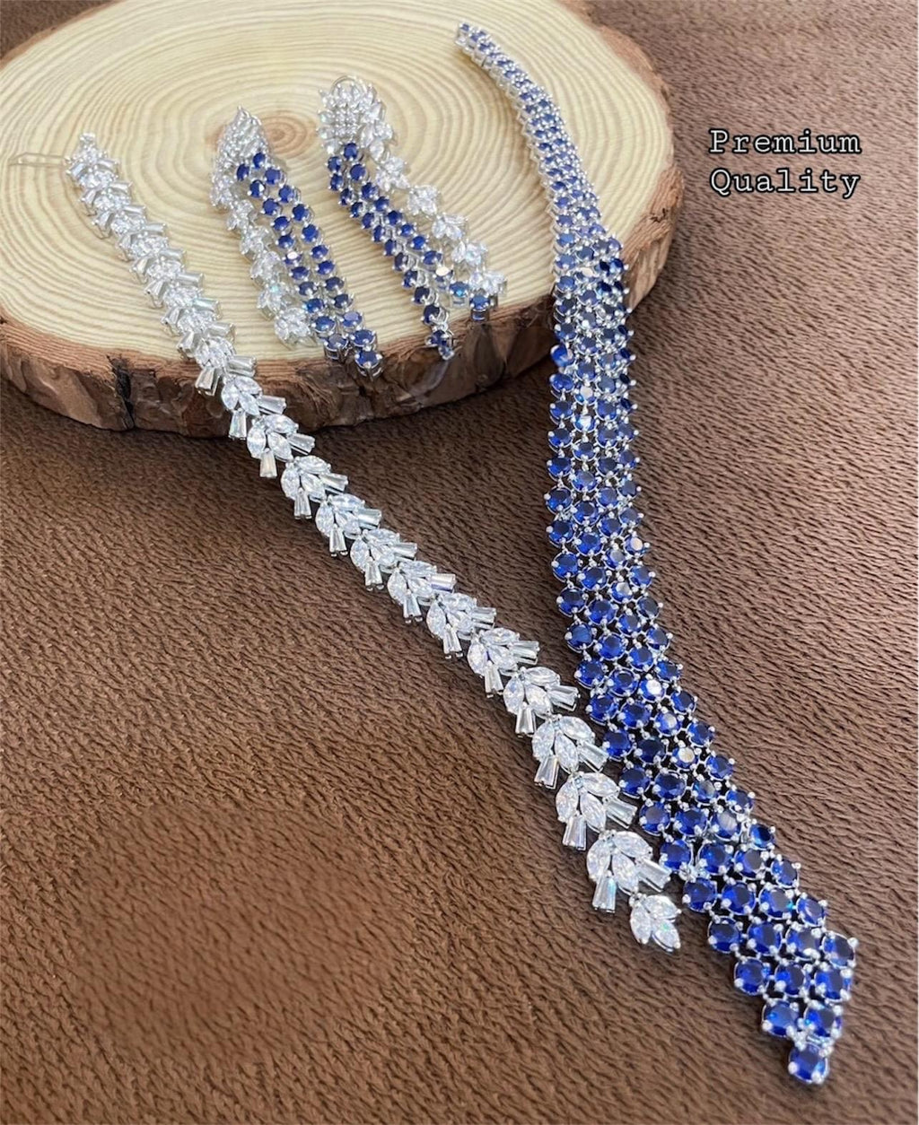 Hollywood inspired diamond statement necklace set with earrings/celebrity jewelry/statement necklace/Western jewelry/unique necklace