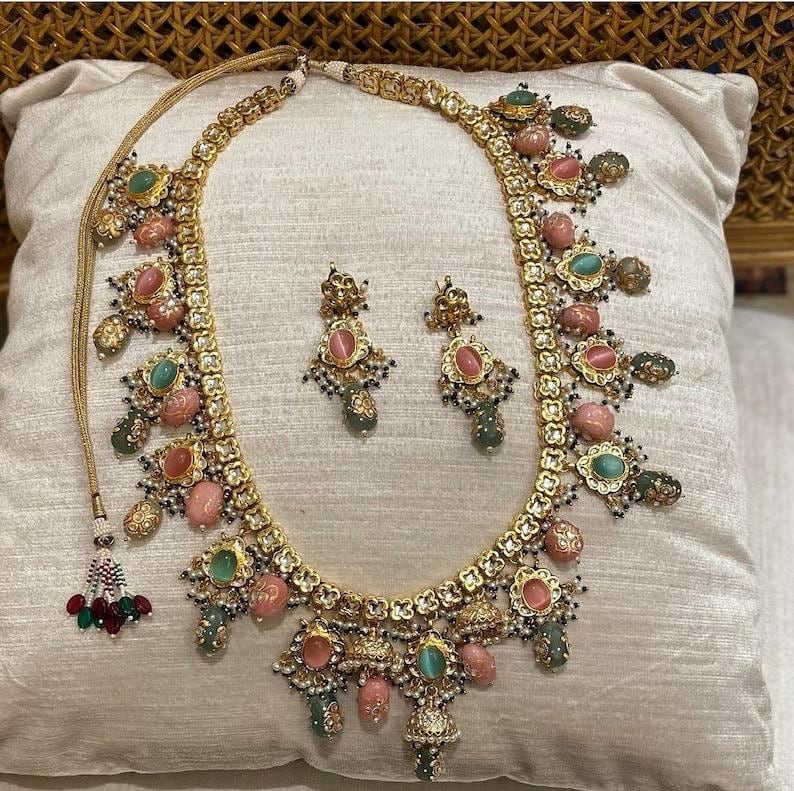 Multi color kundan Haar Indian style kundan haar traditional style Haar bridal non bridal kundan long necklace