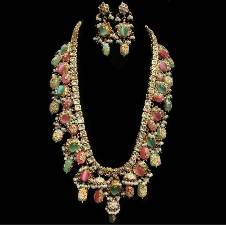 Multi color kundan Haar Indian style kundan haar traditional style Haar bridal non bridal kundan long necklace