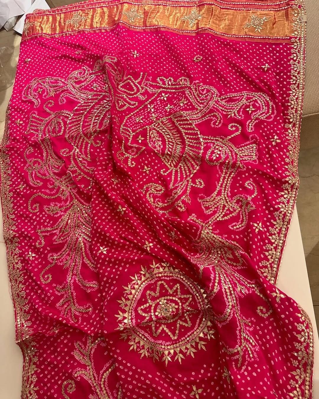 Designer dupatta, bridal dupatta, 100% pure original Gajji Silk, Indian wedding, Punjabi wedding, festive, traditional, Punjabi Dupatta