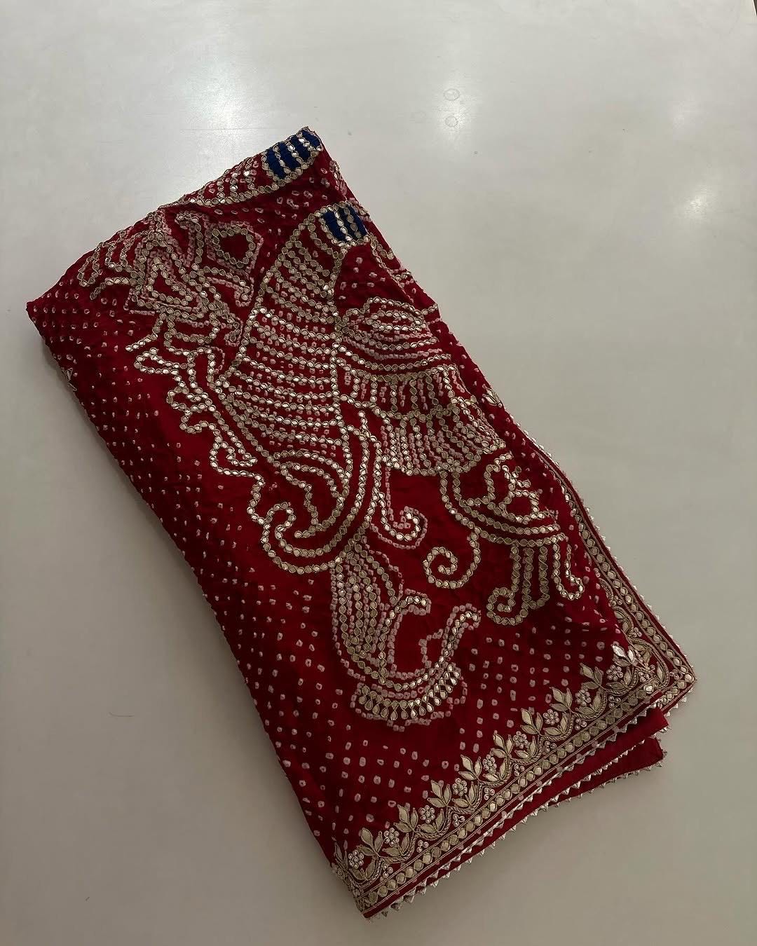 Designer dupatta, bridal dupatta, 100% pure original Gajji Silk, Indian wedding, Punjabi wedding, festive, traditional, Punjabi Dupatta