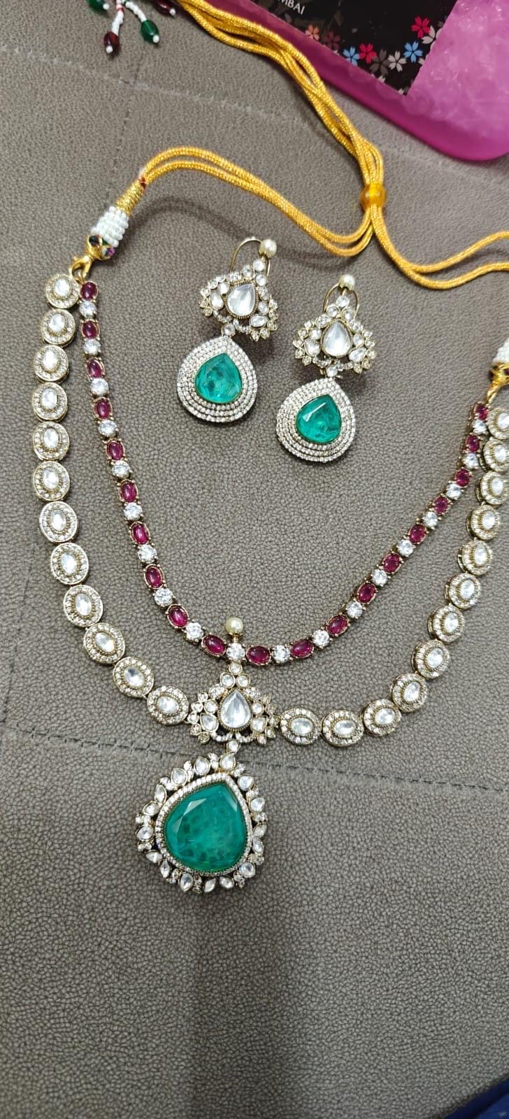 Gold Finish polki ruby natural Stone Wedding Jewelry Necklace Set with Earings/statment Jewelry/celebrity necklace/Indian Pakistani jewelry