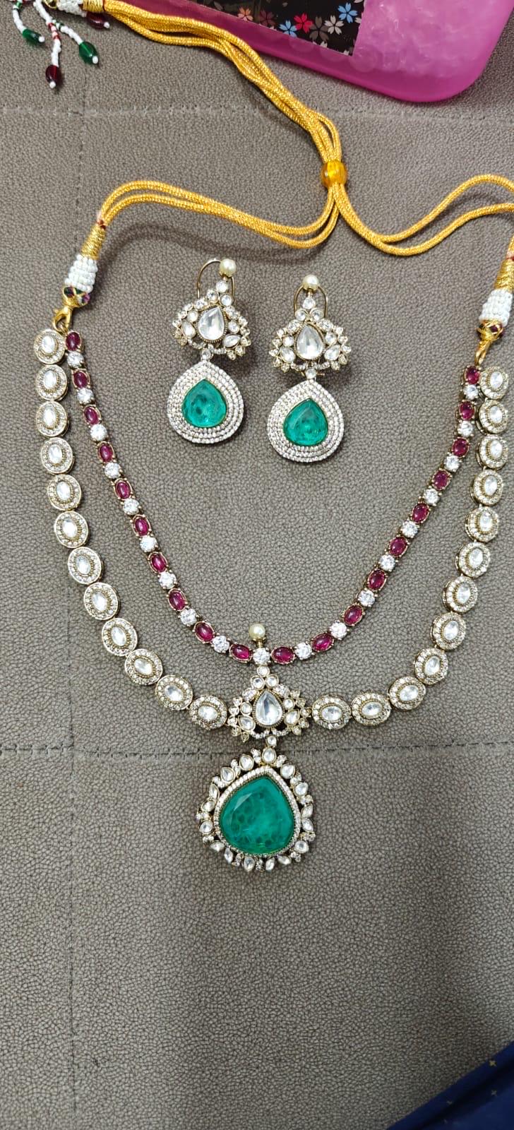 Gold Finish polki ruby natural Stone Wedding Jewelry Necklace Set with Earings/statment Jewelry/celebrity necklace/Indian Pakistani jewelry