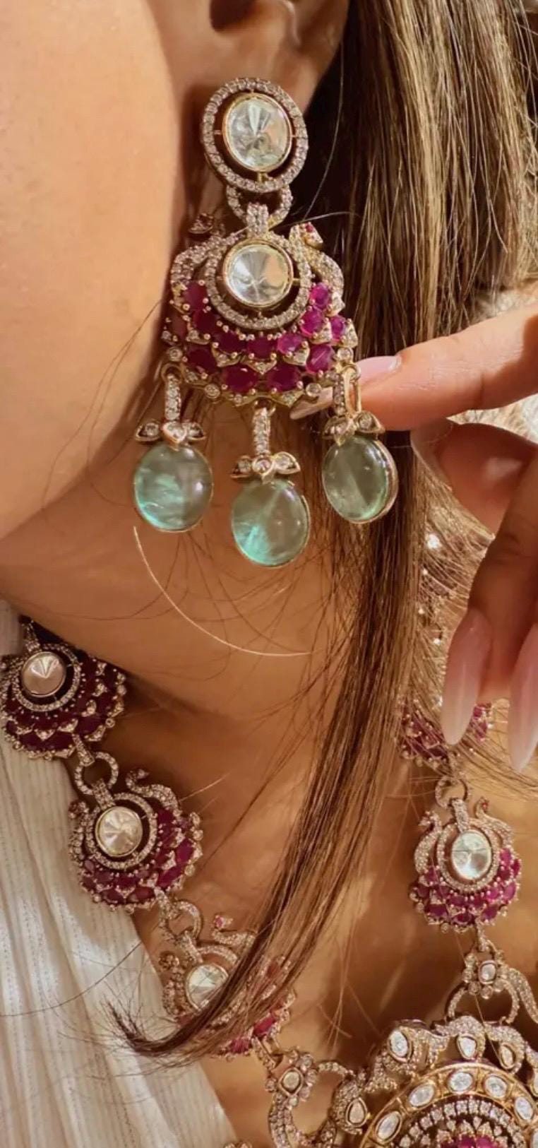 Mallaika Arora inspired Moissanite Polki Necklace with earrings,Indian jewelry,Wedding jewelry,Statement necklace,Bridal set,Pakistani set