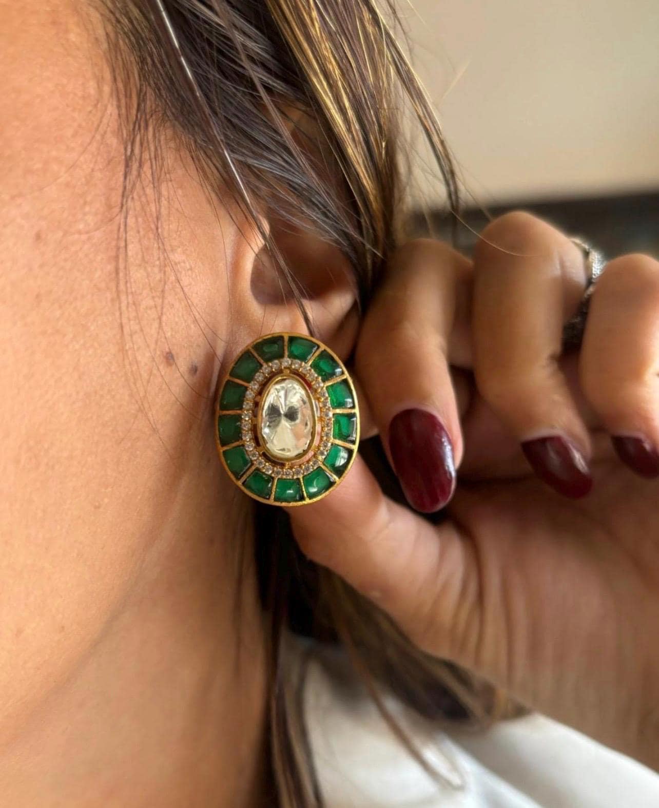 Emerald Polki Green Kundan Hasli Choker Necklace Sabyasachi Jewelry Uncut Polki Diamond Necklace Indian Moissanite Pendant Uncut Kundan Set