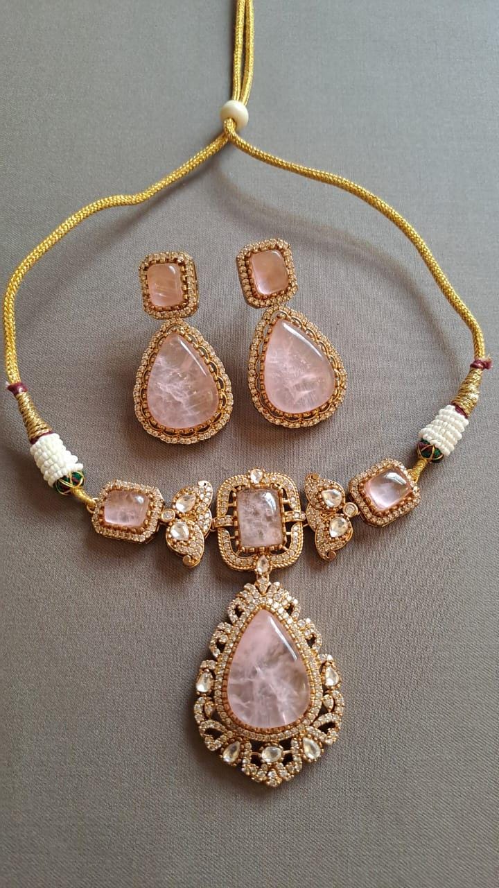 Gold plated mossanite doublets choker set stunned with ad/ doublets choker set