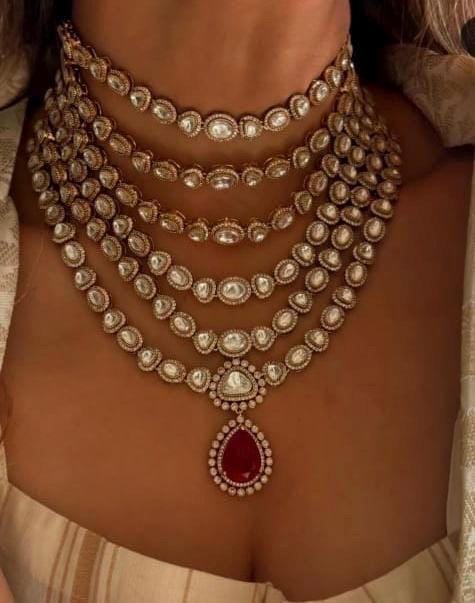 Designer Moissanite Polki Doublet Stone set with earrings and tika,statement necklace,fusion necklace,Indian jewelry,bridal wedding jewelry