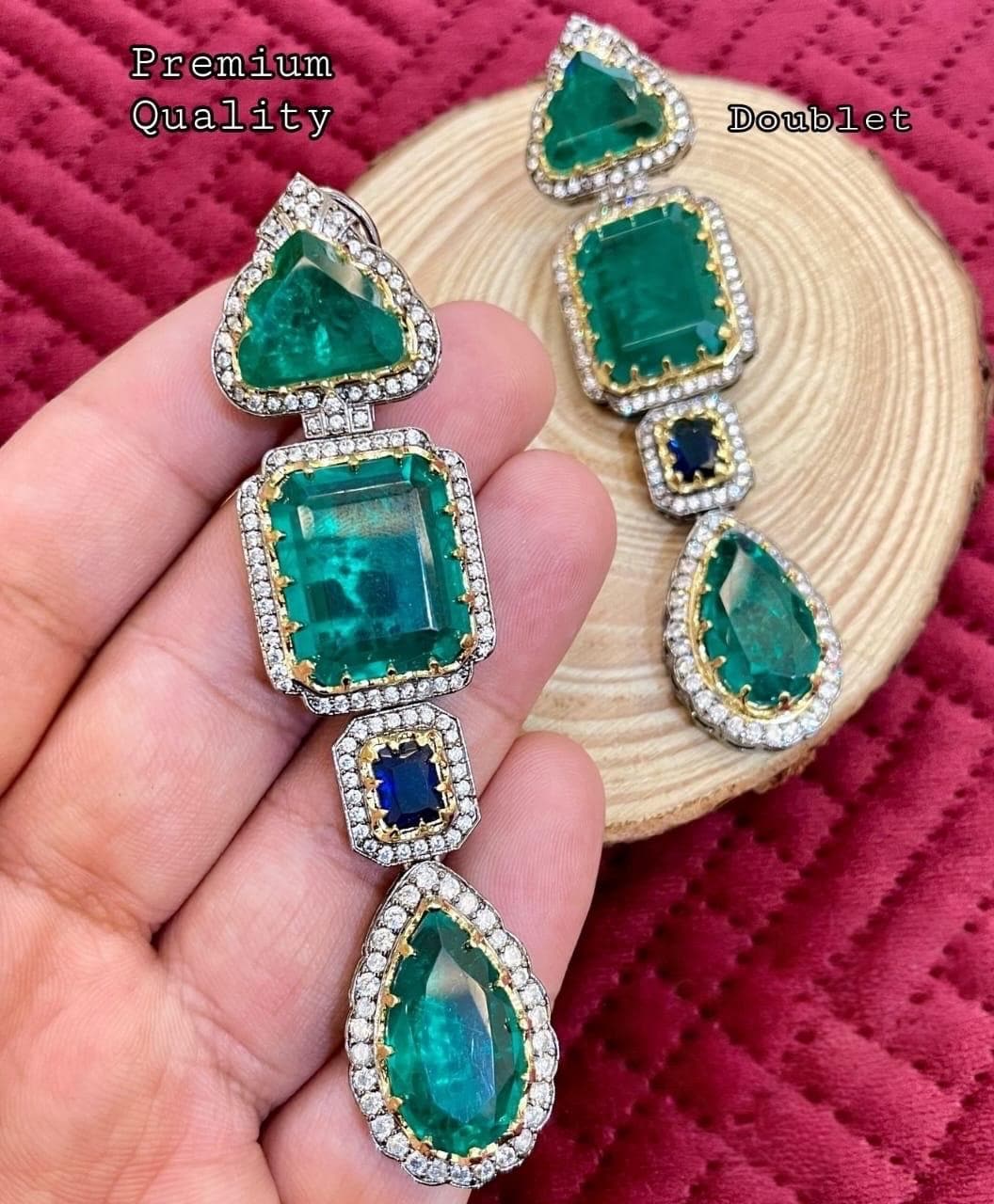 Sabyasachi Inspired Premium Fusion Victorian finish Uncut Doublet Stones AD studded Statement Earrings Long Wedding Bridal earrings OOAK