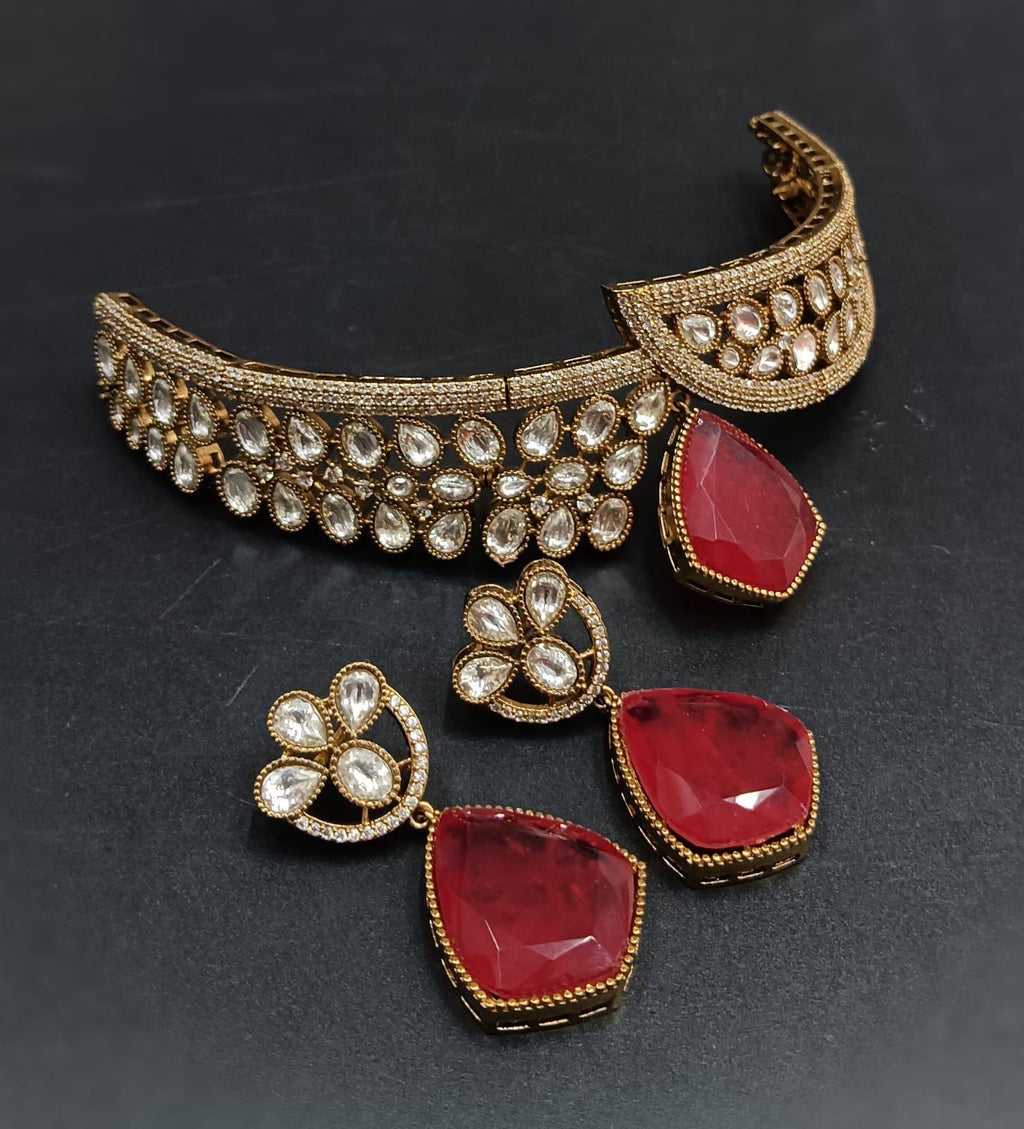 Polki choker Necklace Green Kundan Set Sabyasachi Jewelry Victorian Polki Diamond Necklace Jadau Jewelry Emerald Doublet Moissanite Jewelry