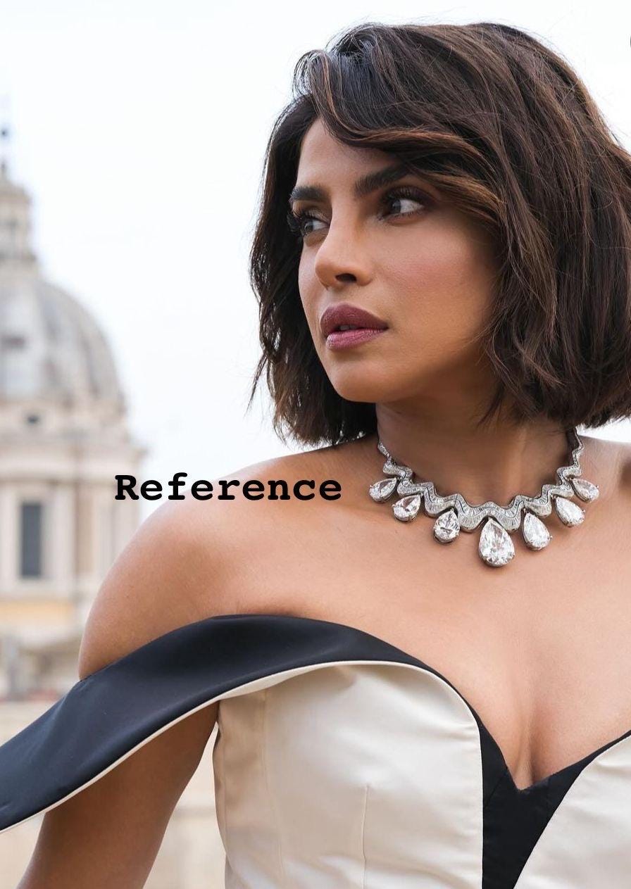 BVLGARI inspired diamond statement necklace set with earrings/celebrity jewelry/statement necklace/Western jewelry/Priyanka Chopra necklace