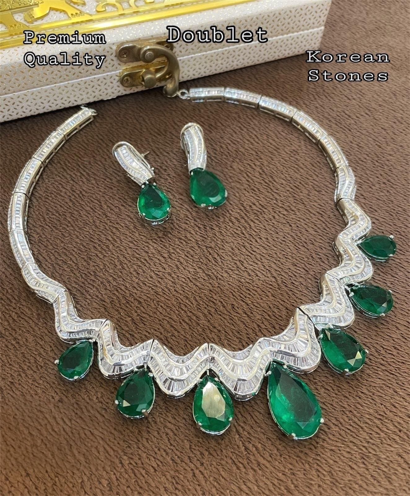 BVLGARI inspired diamond statement necklace set with earrings/celebrity jewelry/statement necklace/Western jewelry/Priyanka Chopra necklace