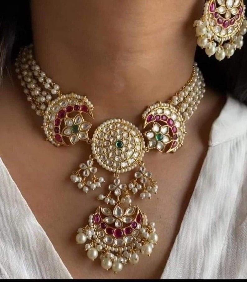 Sabyasachi inspired Uncut Polki Kundan Necklace Set/Sabyasachi Inspired Jewelry/Bollywood Jewelry/Statement necklace set/wedding bridal set