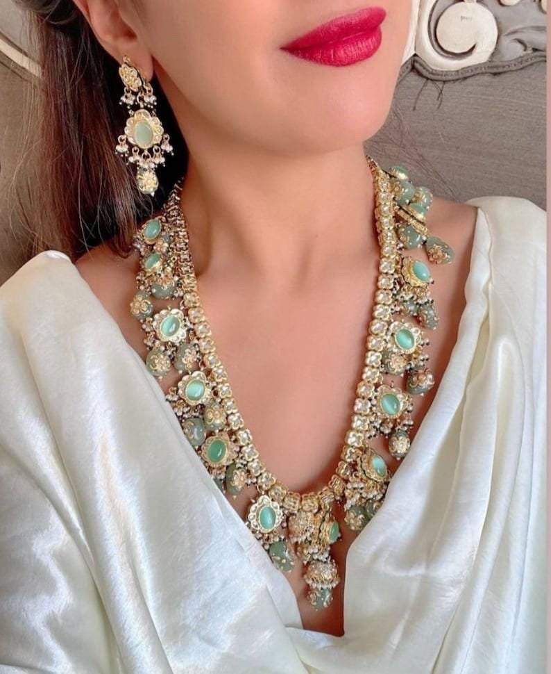 Multi color kundan Haar Indian style kundan haar traditional style Haar bridal non bridal kundan long necklace