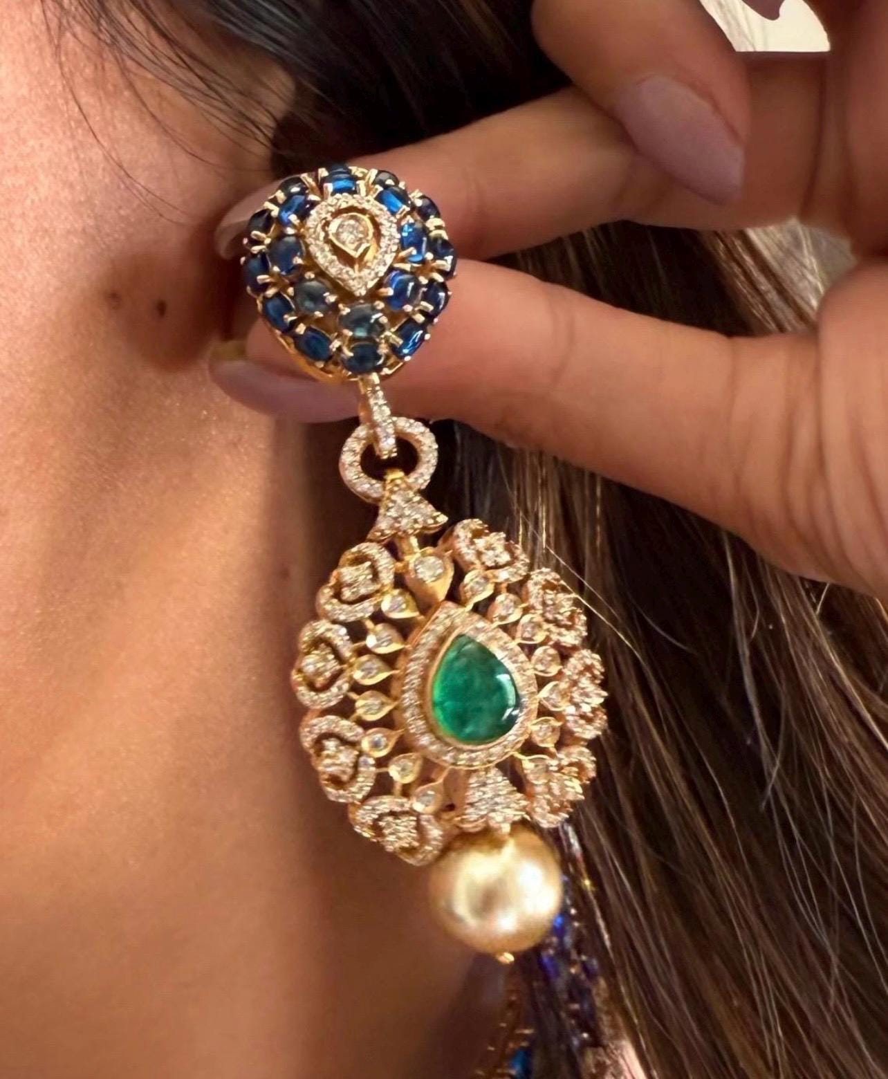 Kundan Necklace Sabyasachi Victorian Polki Diamond Necklace Heavy India Bridal Choker Blue Stone Indian Polki Necklace Pakistani Choker
