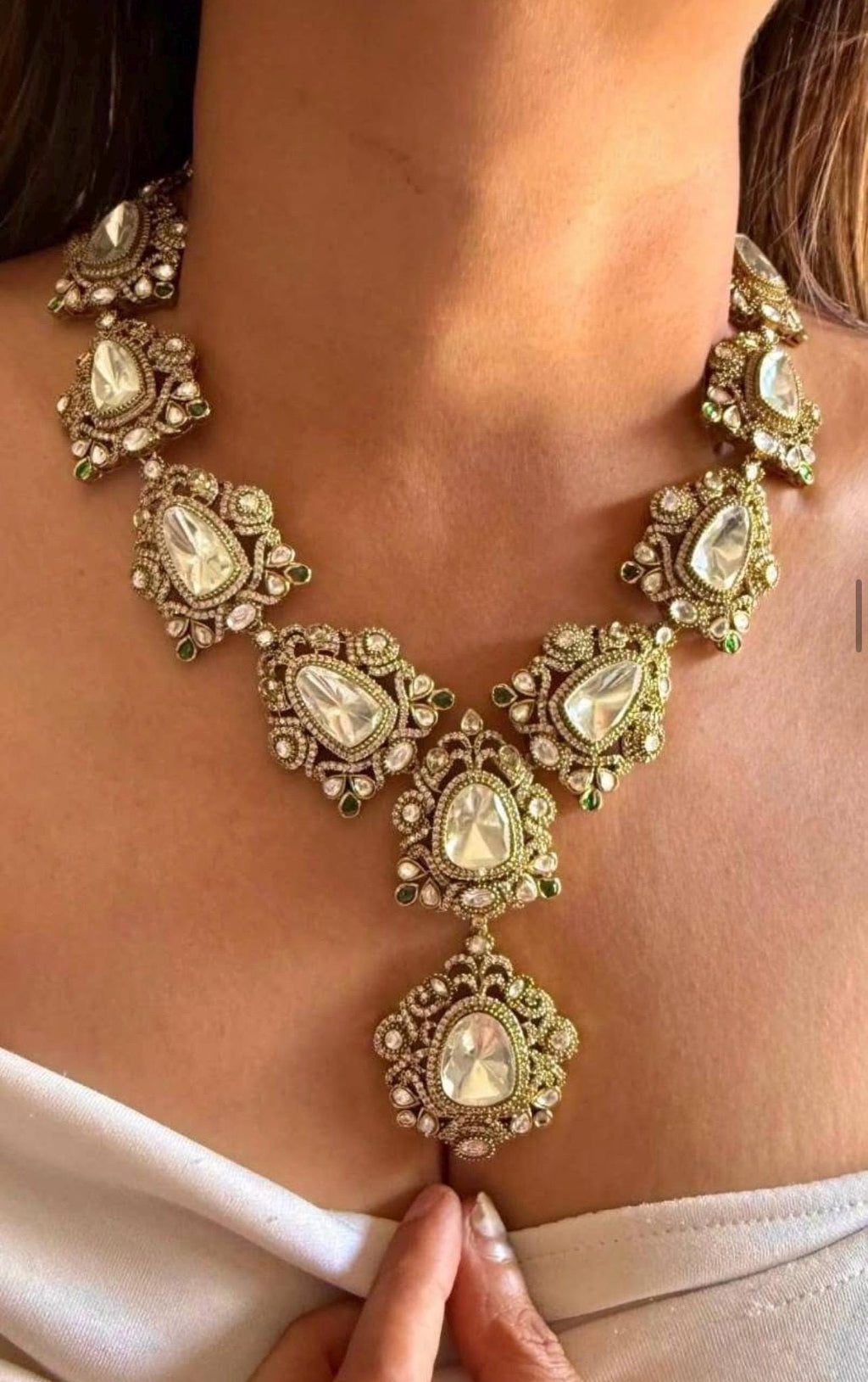Sabyasachi inspired Premium Moissanite polki Kundan Necklace,Bollywood Designer Statement necklace,Indian Pakistani bridal wedding jewelry