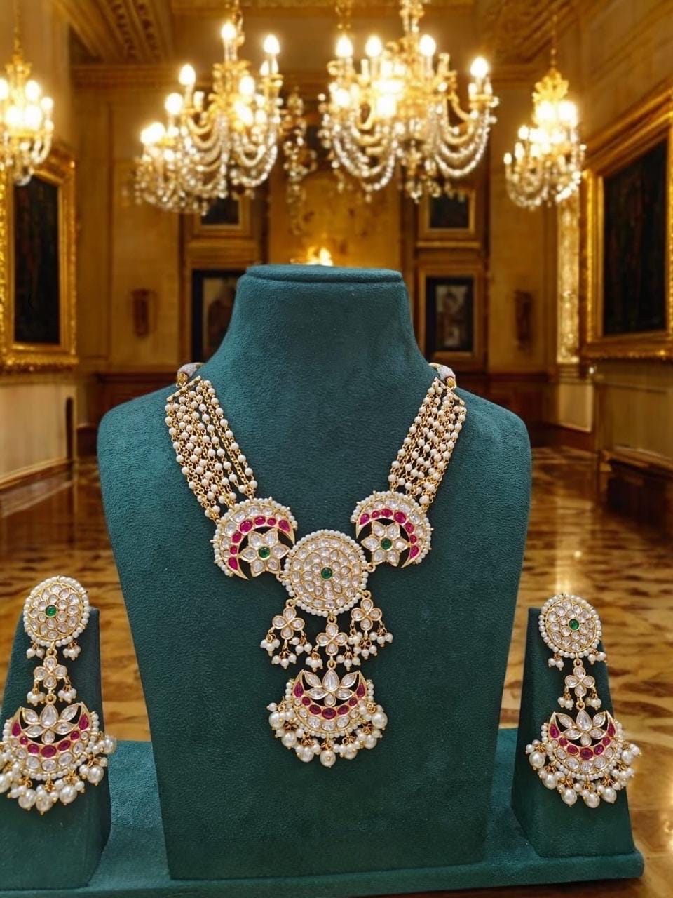 Sabyasachi inspired Uncut Polki Kundan Necklace Set/Sabyasachi Inspired Jewelry/Bollywood Jewelry/Statement necklace set/wedding bridal set
