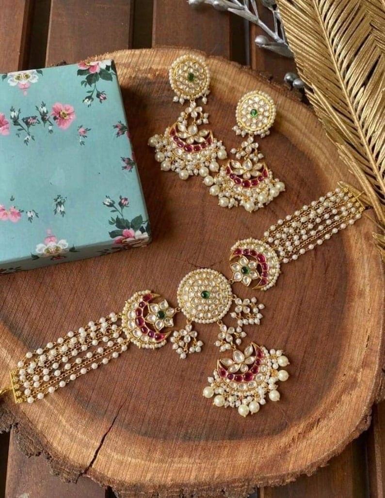 Sabyasachi inspired Uncut Polki Kundan Necklace Set/Sabyasachi Inspired Jewelry/Bollywood Jewelry/Statement necklace set/wedding bridal set