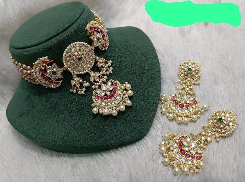 Sabyasachi inspired Uncut Polki Kundan Necklace Set/Sabyasachi Inspired Jewelry/Bollywood Jewelry/Statement necklace set/wedding bridal set