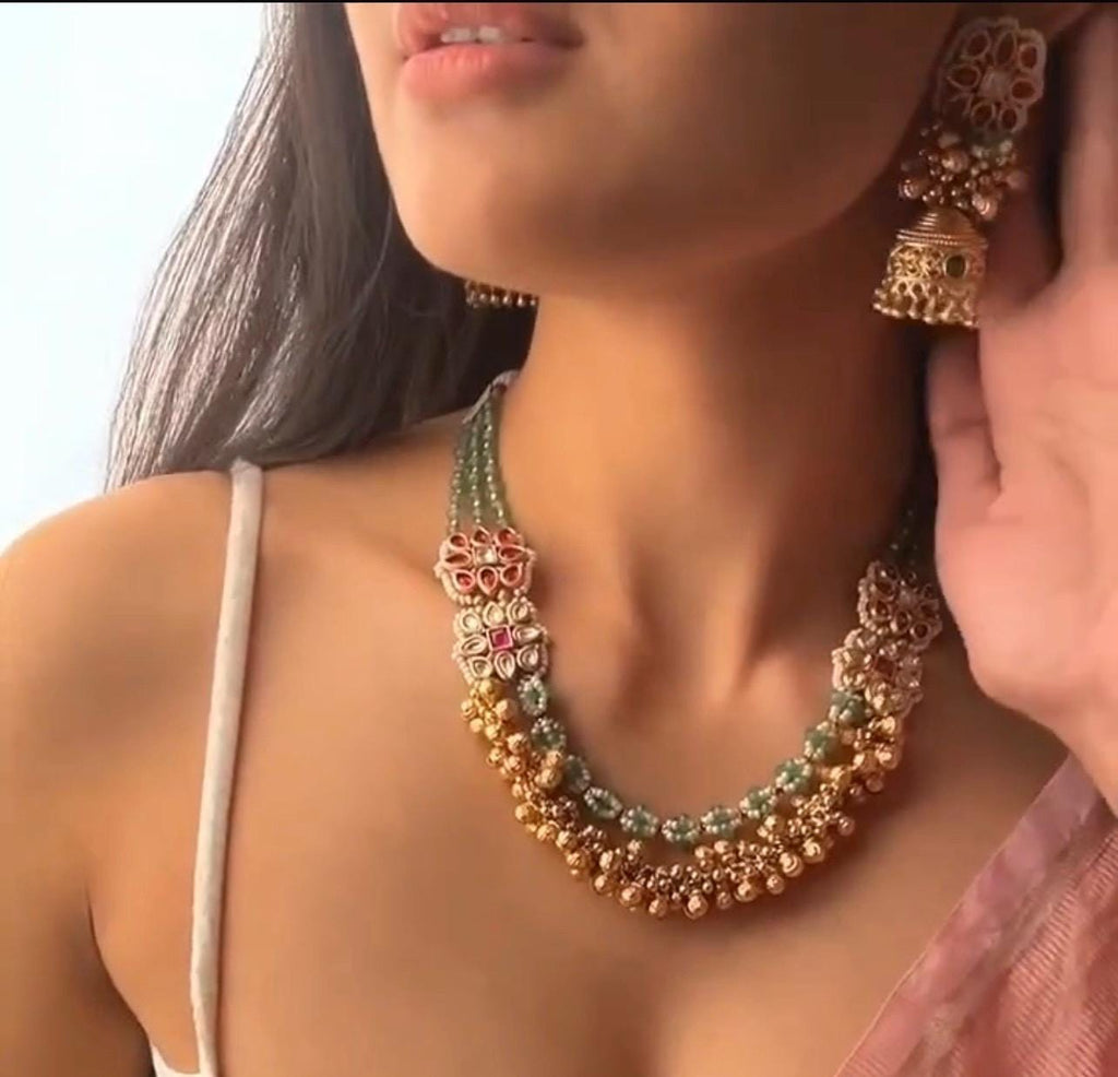 Indian Heritage Necklace Set/traditional necklace/bollywood celebrity Sabyasachi inspired statement bridal wedding necklace set with earring