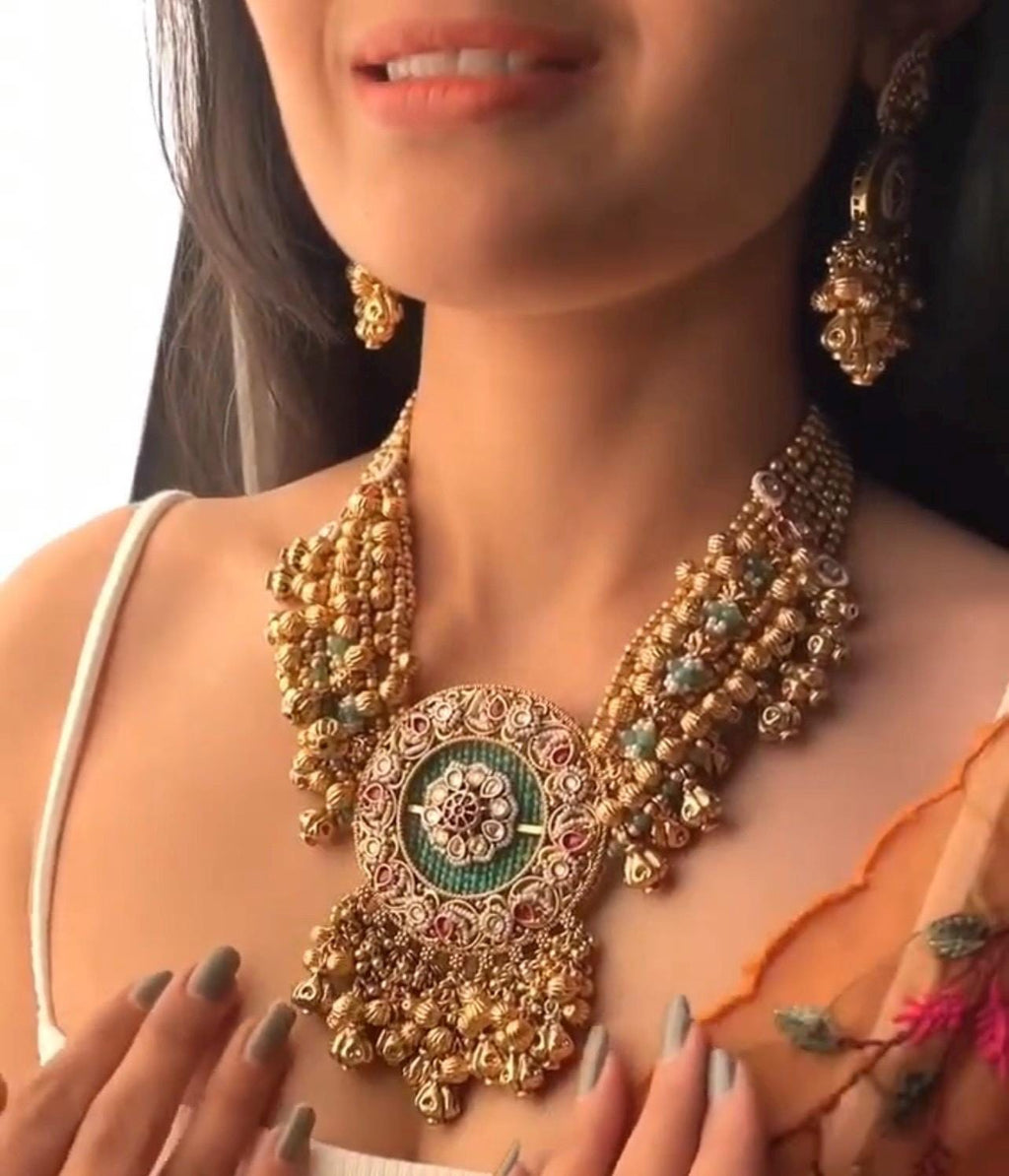 Indian Necklace Set/ Indian Choker Necklace/ Pearl Necklace /Guttapusalu necklace /statment jewellery South Indian jewelry