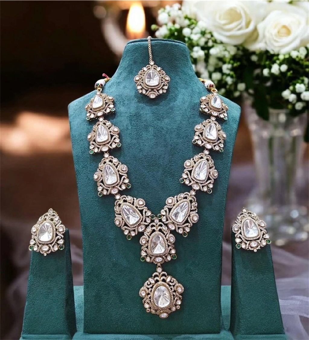 Sabyasachi inspired Premium Moissanite polki Kundan Necklace,Bollywood Designer Statement necklace,Indian Pakistani bridal wedding jewelry