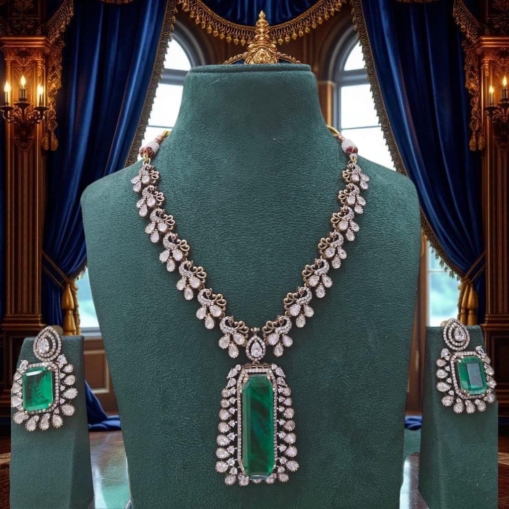 Victorian Doublet Stone Moissanite Polki Wedding Jewelry Necklace Set with Earings,Statement Sabyasachi necklace,Indian Pakistani bridal set