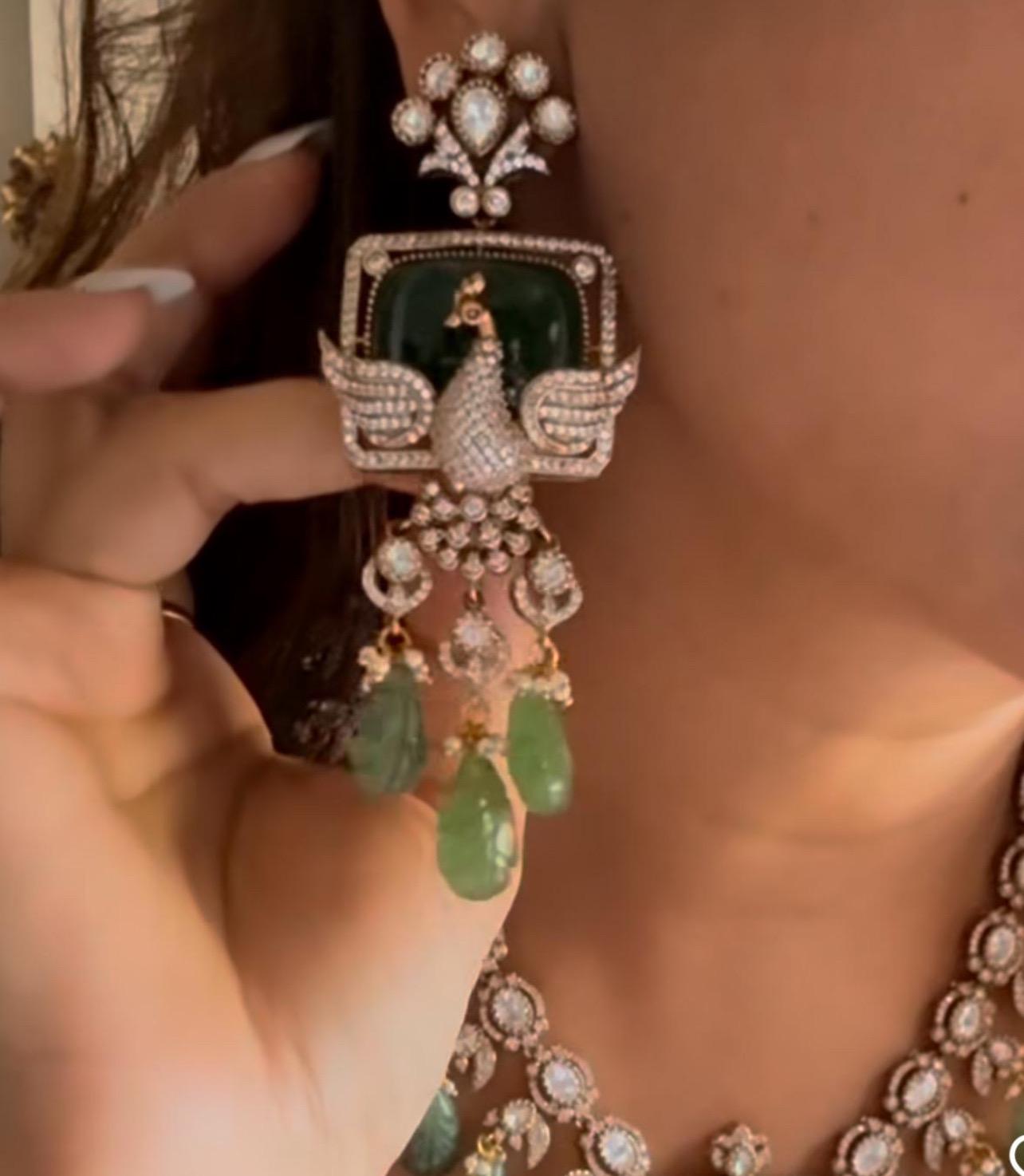 Sabyasachi Polki Kundan Mint Statement Necklace Set/Kundan PREMIUM Indian Pakistani Bridal Jadau Jewelry Moissanite Polki Diamond jewelry
