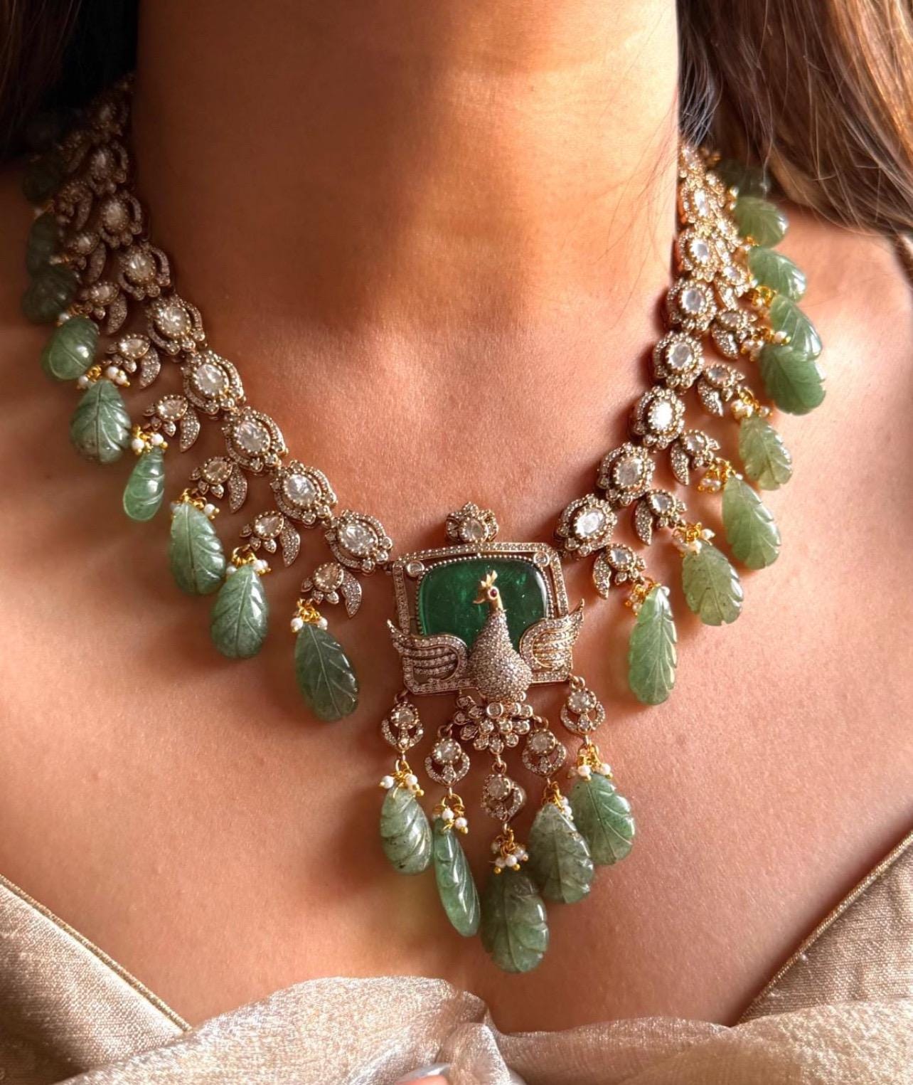 Sabyasachi Polki Kundan Mint Statement Necklace Set/Kundan PREMIUM Indian Pakistani Bridal Jadau Jewelry Moissanite Polki Diamond jewelry