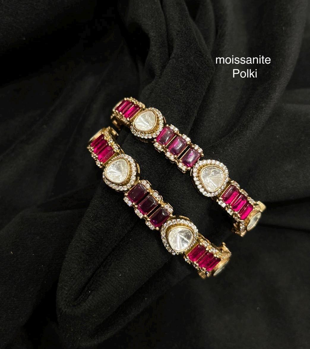 Sabyasachi bangles/Moissanite Polki Openable bangles/Indian Wedding jewelry/Kundan bridal bangle/Gold plated Kada/Statement Rajwadi bangle
