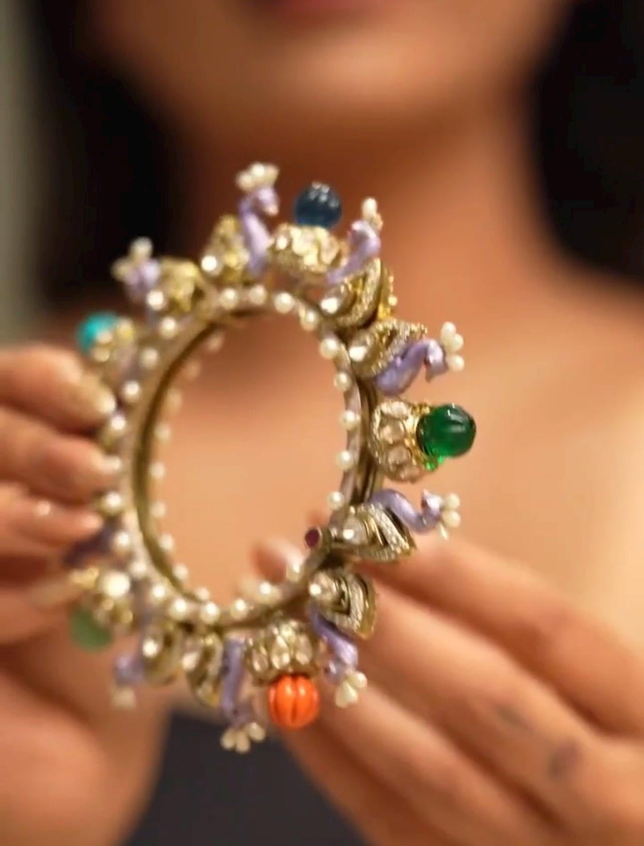 Sabyasachi bangle/Rajwadi Kada/Moissanite Polki Openable Kada/Indian Wedding jewelry/Kundan bridal bangle/Gold plated Kada/Statement bangle