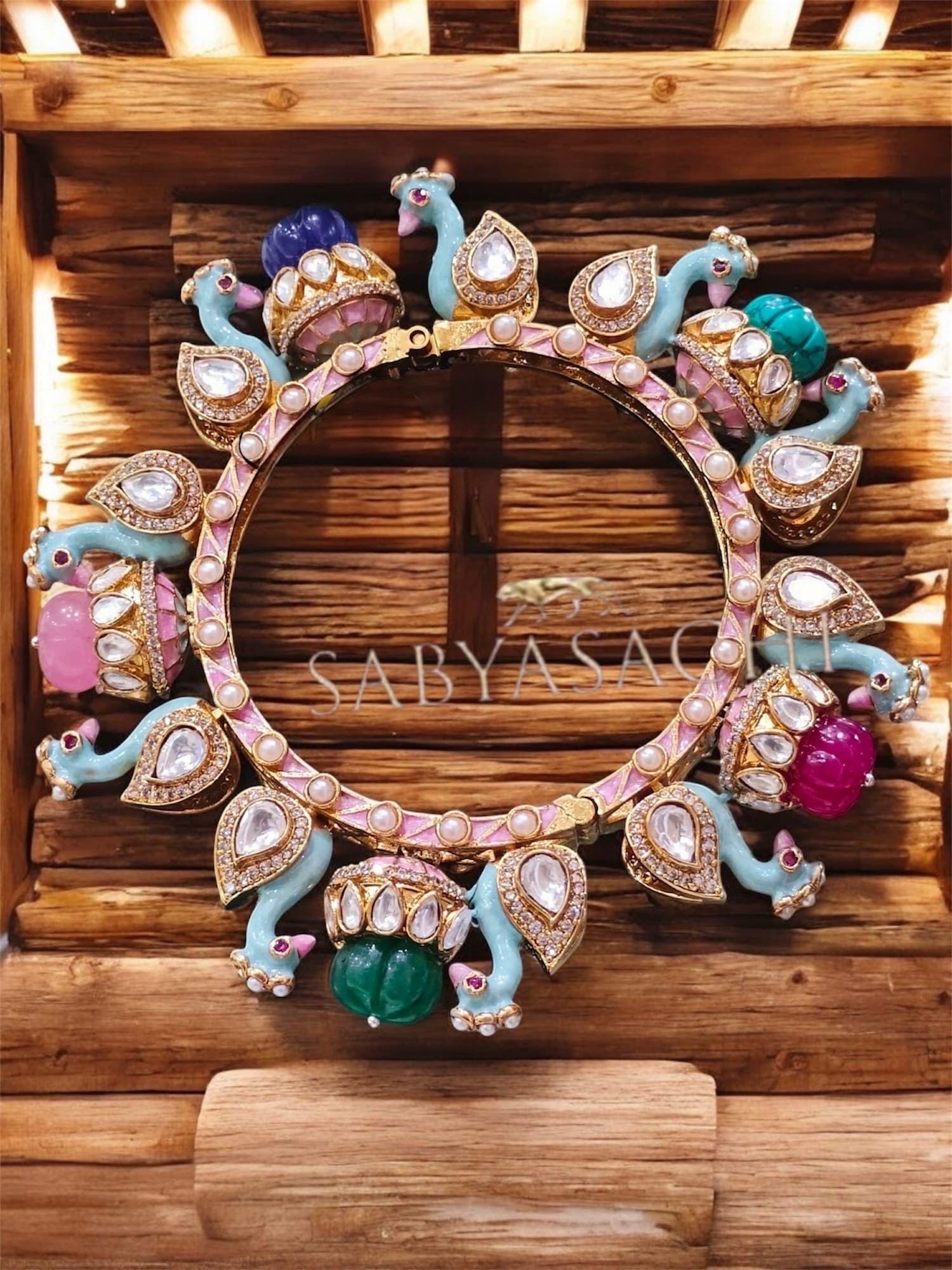 Sabyasachi bangle/Rajwadi Kada/Moissanite Polki Openable Kada/Indian Wedding jewelry/Kundan bridal bangle/Gold plated Kada/Statement bangle