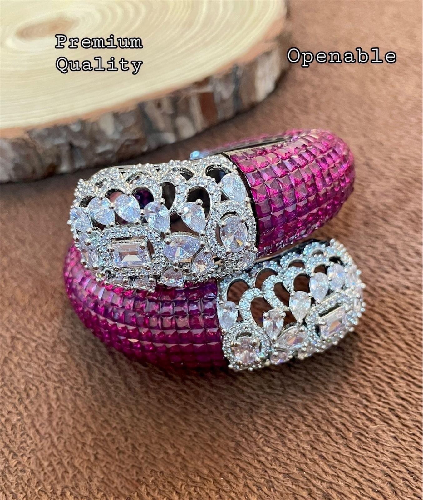 Designer bracelet and cuff/AD Openable bracelet/Indian Wedding jewelry/diamond bridal bangle/Premium quality Statement diamond bracelet cuff