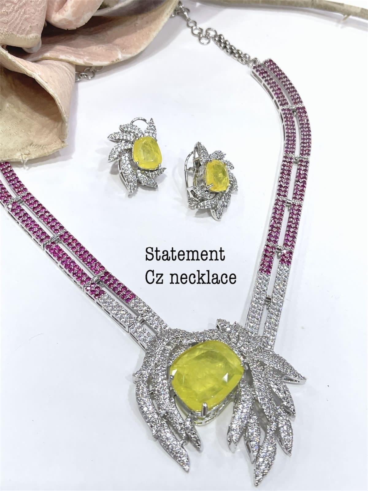 Gauri Khan inspired premium diamond necklace with earrings/doublet set/CZ stones bridal wedding statement fusion modern Indian Pakistani set