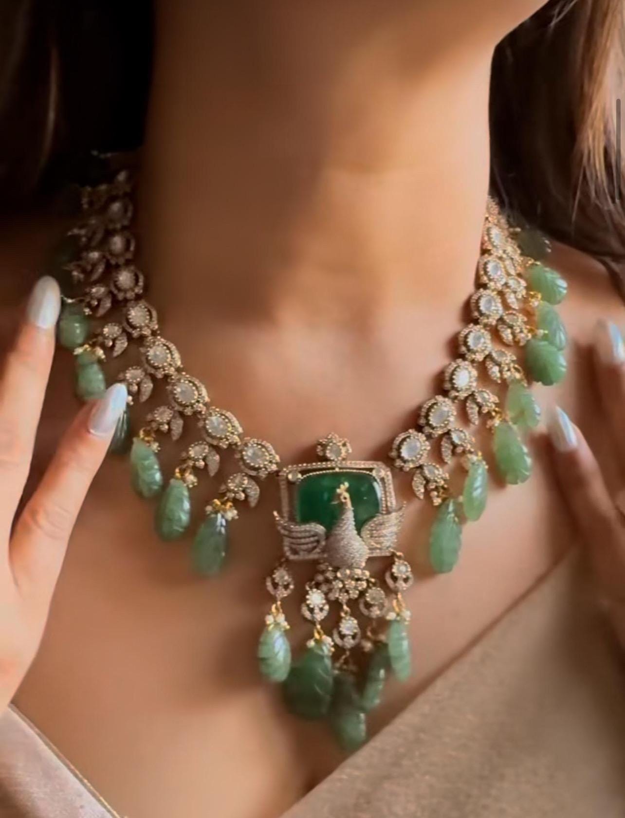 Sabyasachi Polki Kundan Mint Statement Necklace Set/Kundan PREMIUM Indian Pakistani Bridal Jadau Jewelry Moissanite Polki Diamond jewelry