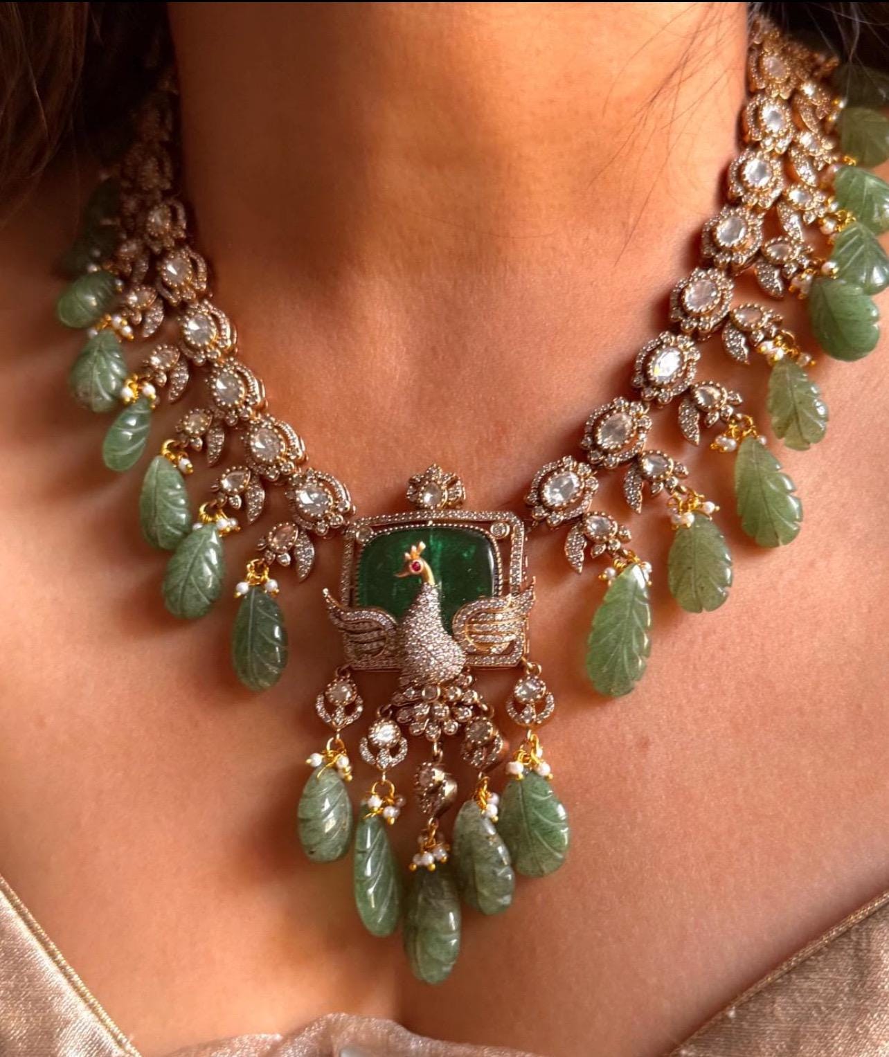 Sabyasachi Polki Kundan Mint Statement Necklace Set/Kundan PREMIUM Indian Pakistani Bridal Jadau Jewelry Moissanite Polki Diamond jewelry