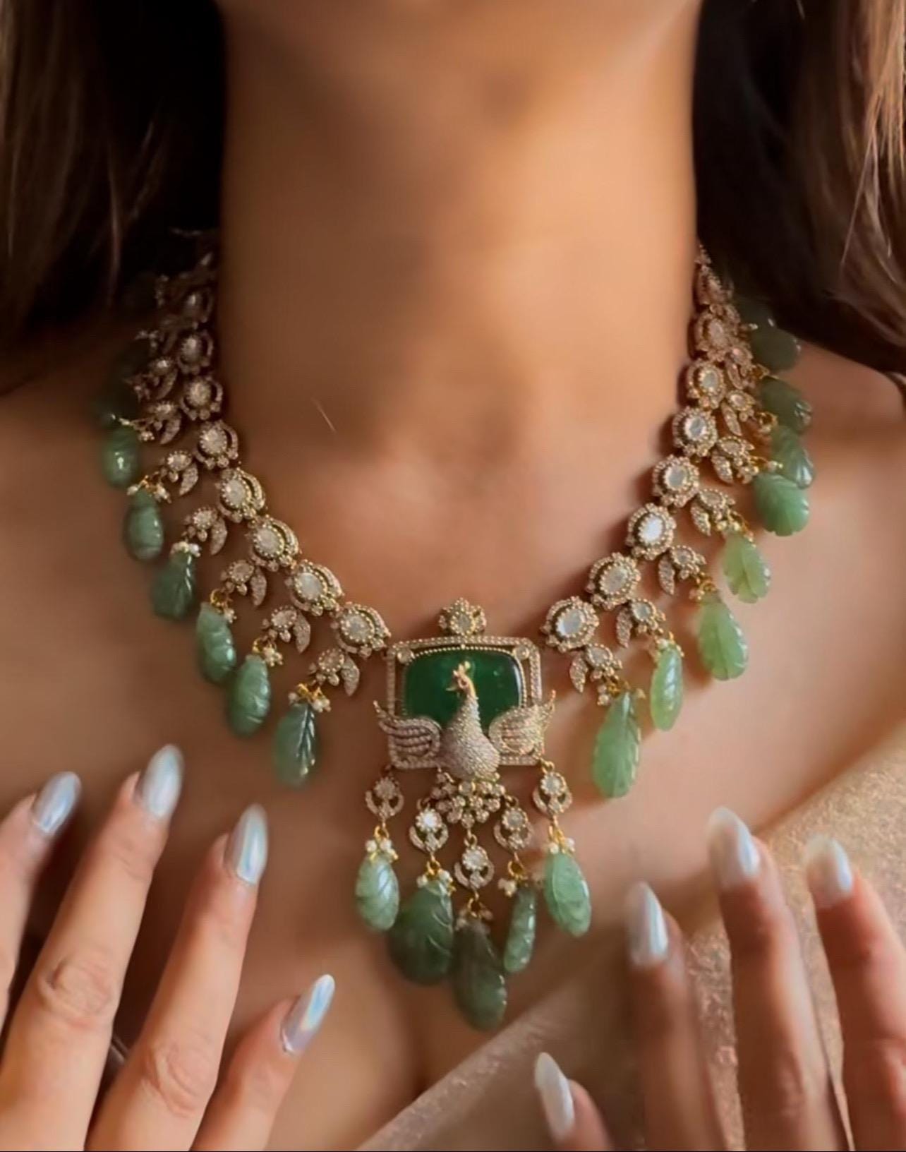 Sabyasachi Polki Kundan Mint Statement Necklace Set/Kundan PREMIUM Indian Pakistani Bridal Jadau Jewelry Moissanite Polki Diamond jewelry