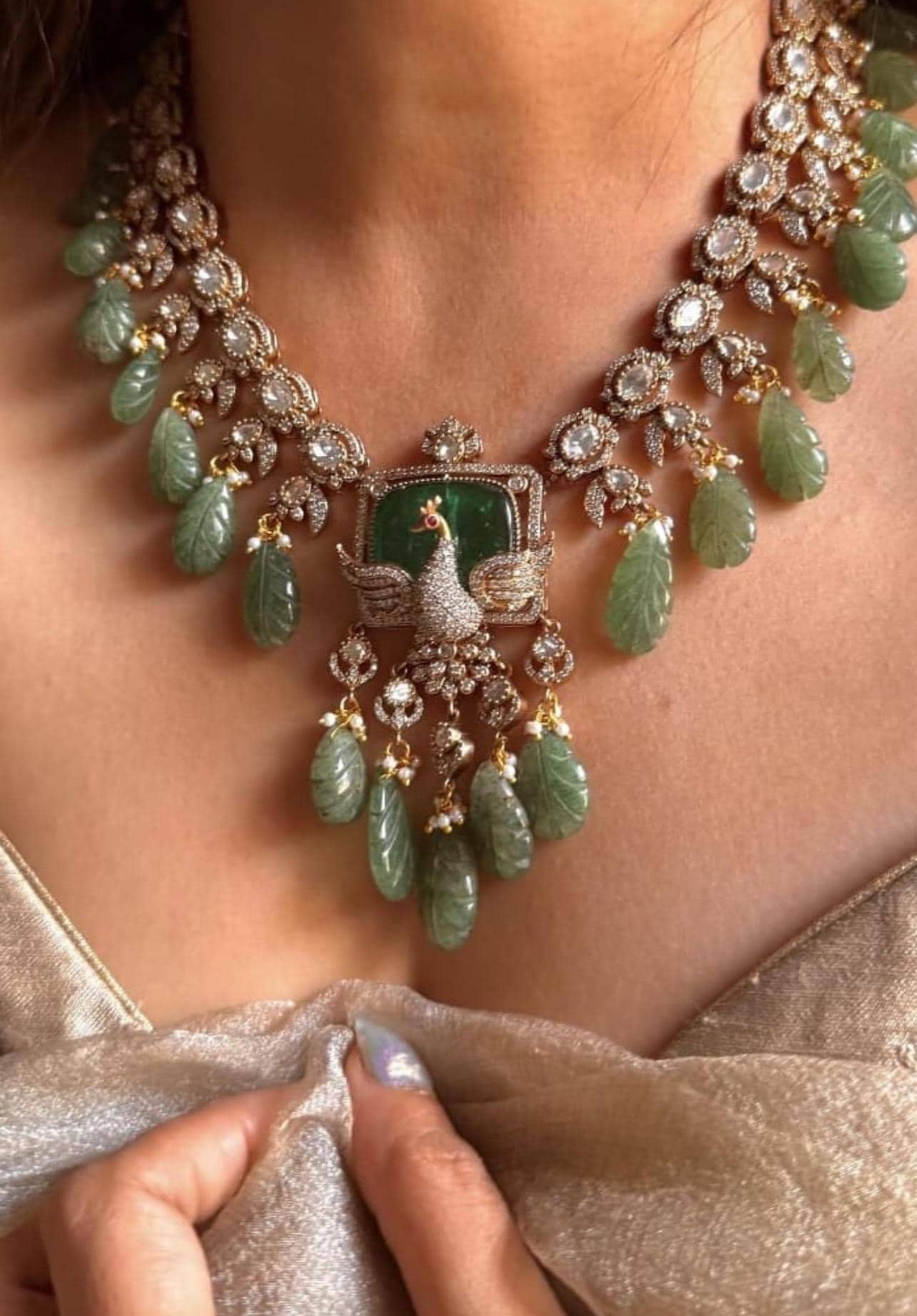 Sabyasachi Polki Kundan Mint Statement Necklace Set/Kundan PREMIUM Indian Pakistani Bridal Jadau Jewelry Moissanite Polki Diamond jewelry