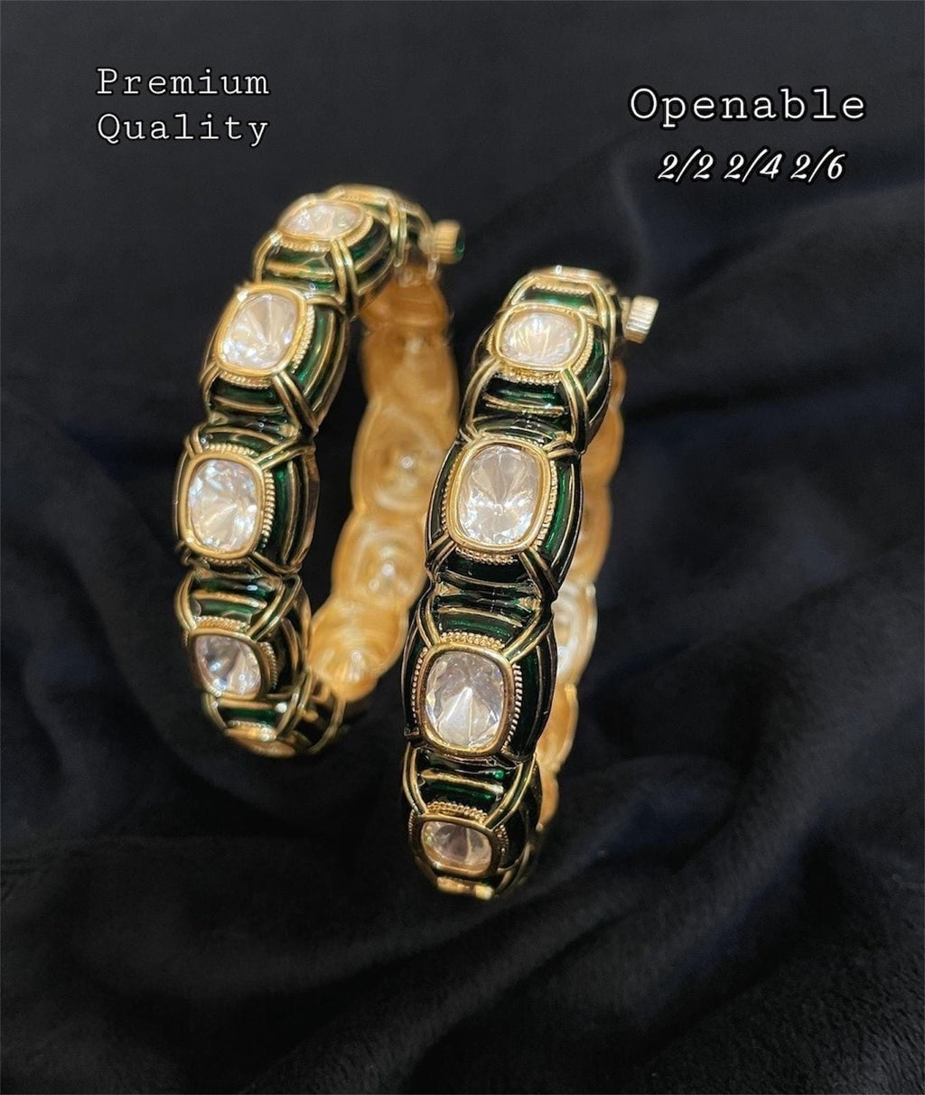 Sabyasachi bangles/Moissanite Polki Openable bangles/Indian Wedding jewelry/Kundan bridal bangle/Gold plated Kada/Statement Rajwadi bangle