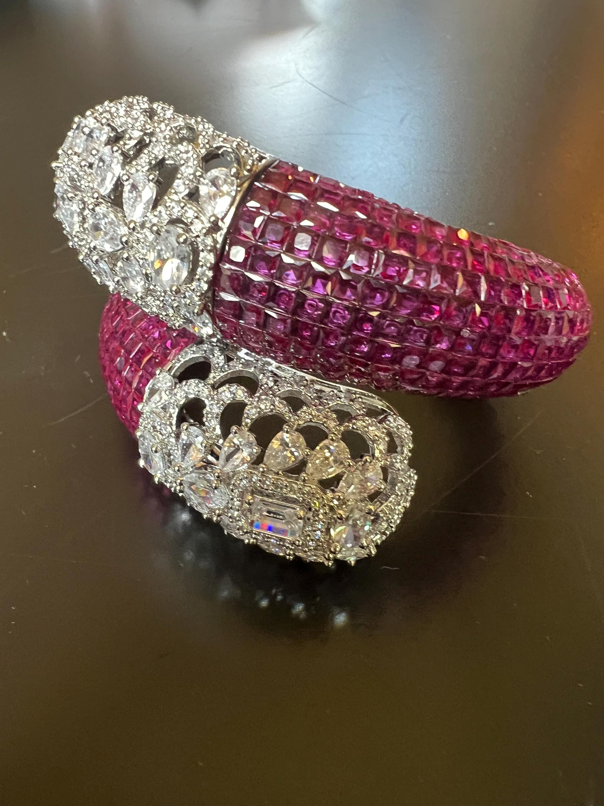 Designer bracelet and cuff/AD Openable bracelet/Indian Wedding jewelry/diamond bridal bangle/Premium quality Statement diamond bracelet cuff