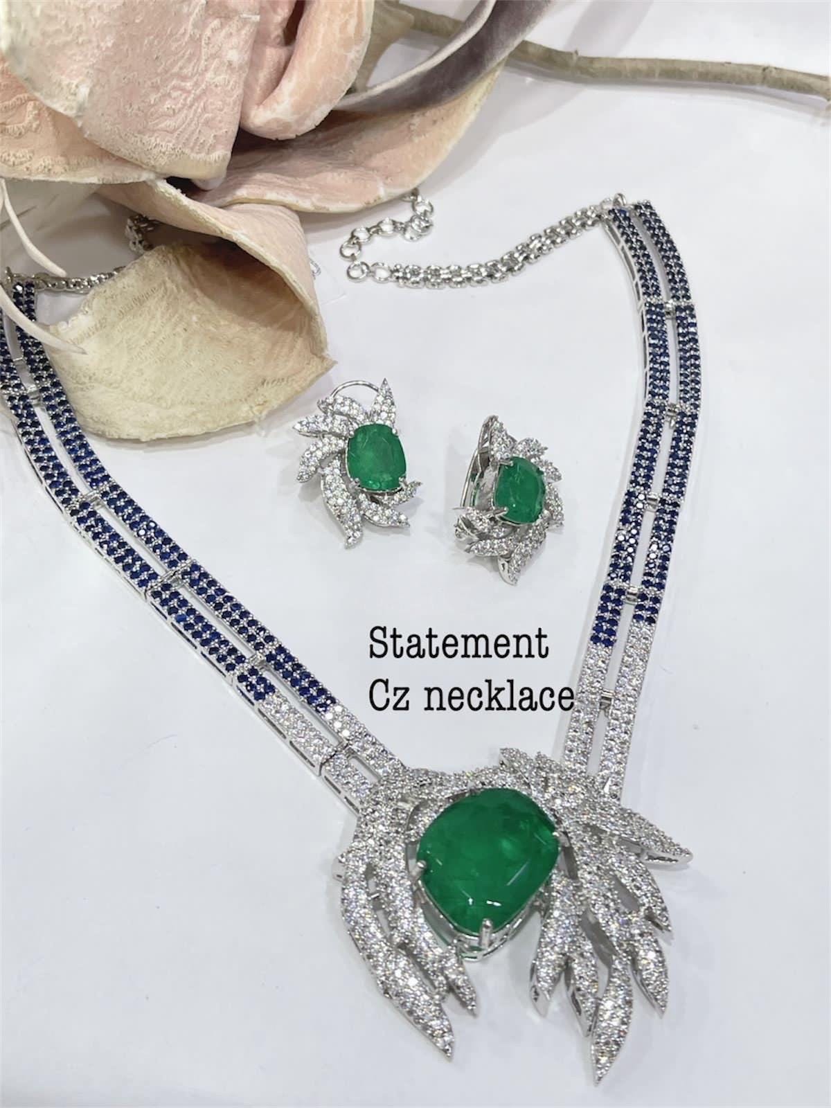 Gauri Khan inspired premium diamond necklace with earrings/doublet set/CZ stones bridal wedding statement fusion modern Indian Pakistani set