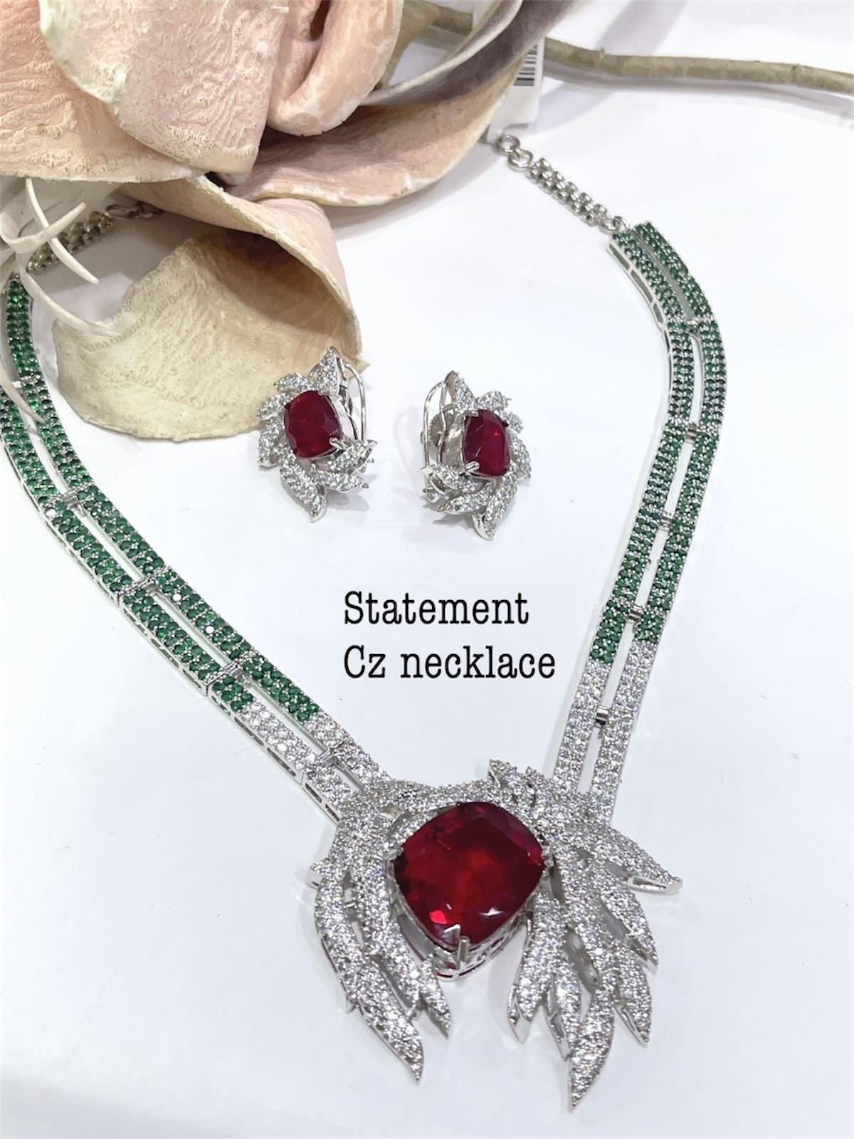 Gauri Khan inspired premium diamond necklace with earrings/doublet set/CZ stones bridal wedding statement fusion modern Indian Pakistani set
