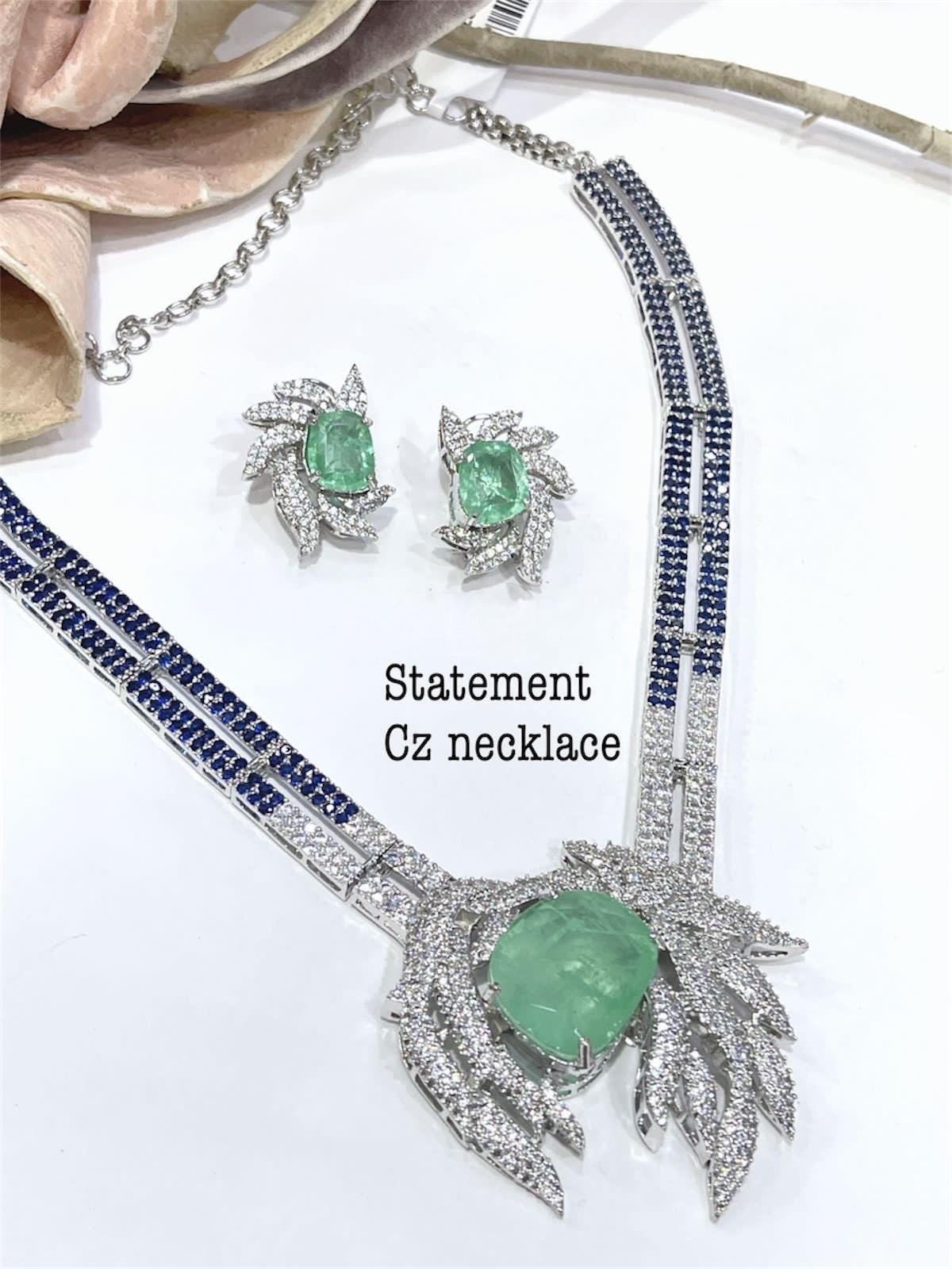 Gauri Khan inspired premium diamond necklace with earrings/doublet set/CZ stones bridal wedding statement fusion modern Indian Pakistani set